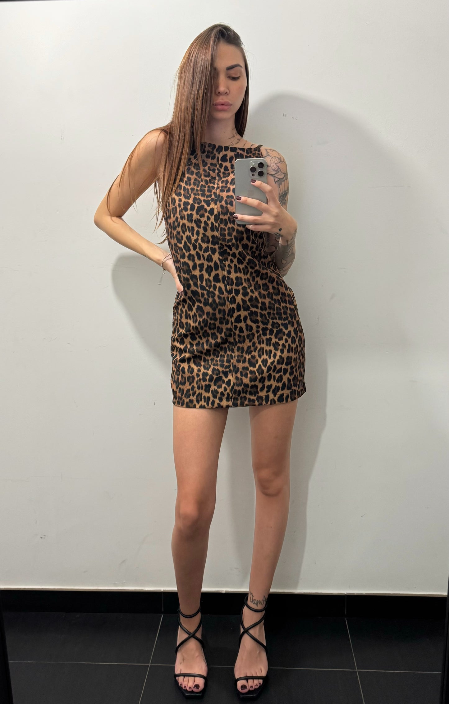 Abito mini leopardato