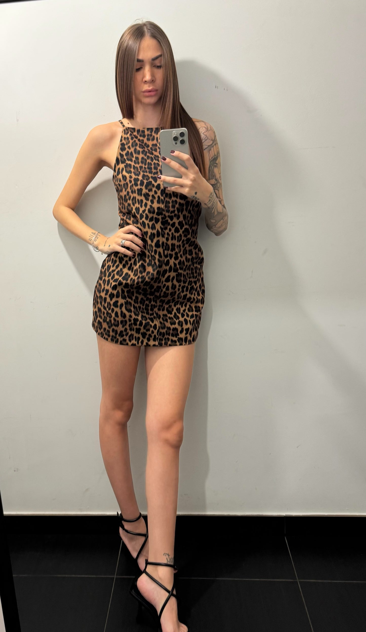 Abito mini leopardato